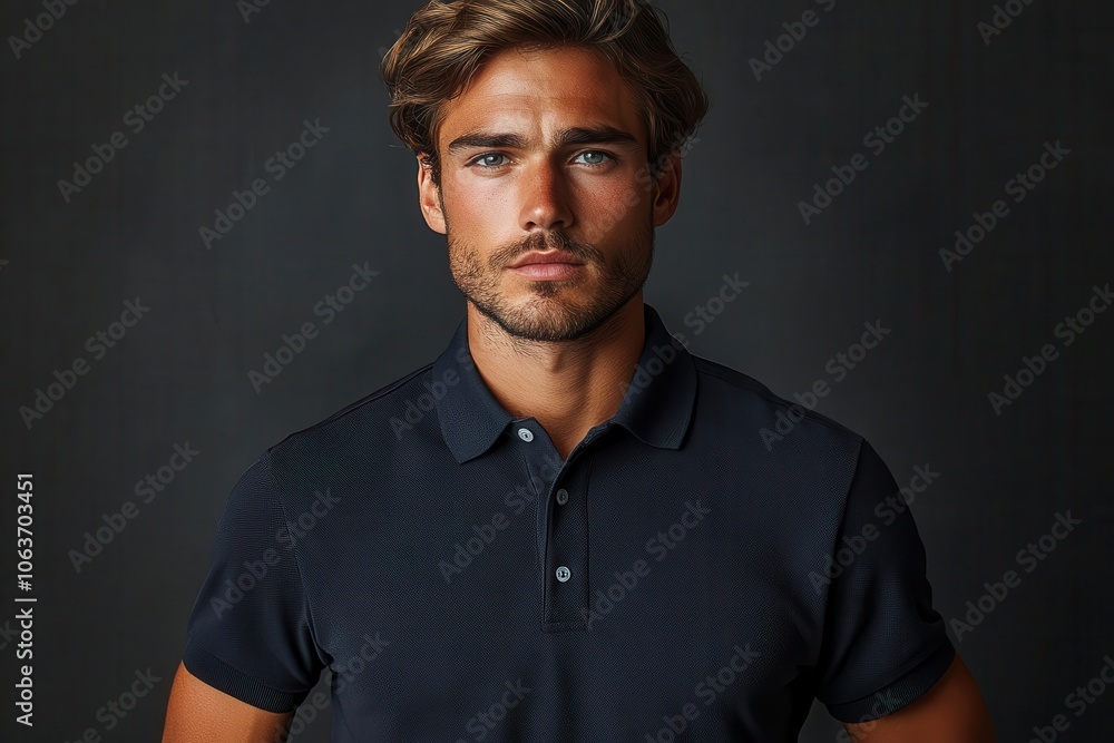 Fototapeta premium plain black polo shirt mockup showcases front and rear views isolated on a white background providing a clean canvas for branding or design ideal for fashion presentations