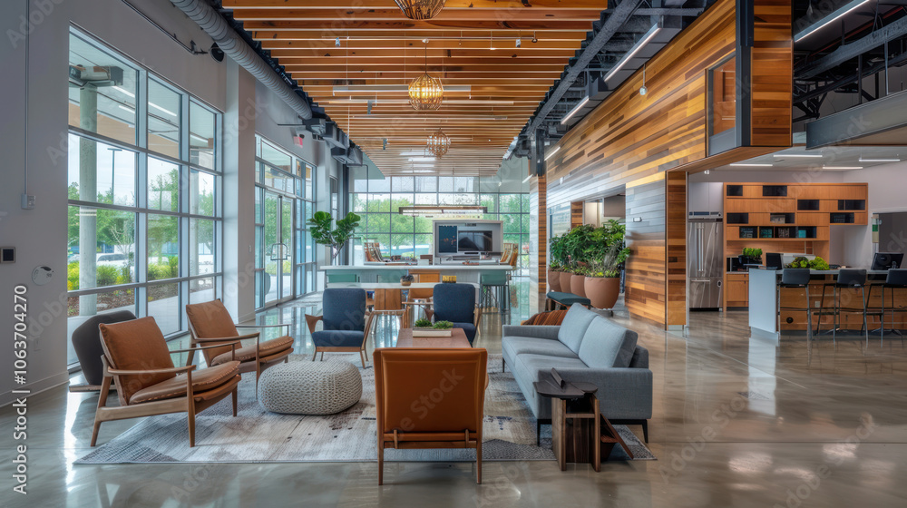 A workplace culture focused on well-being and productivity, with wellness programs, inclusive policies, and dynamic collaboration zones. A workplace culture focused on well-being and productivity, with wellness programs, inclusive policies, and dynamic collaboration zones.