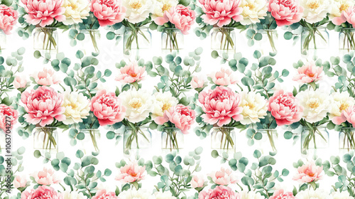 Vibrant seamless pattern of tropical flowers in watercolor style perfect for fabric design and background decoration