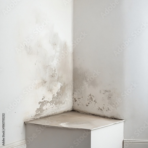 Mold Growth on Interior Wall in Dimly Lit Room