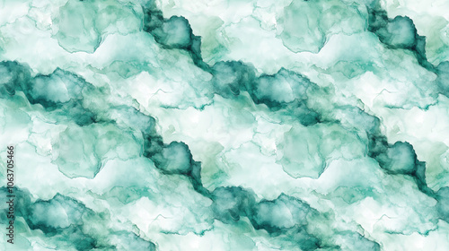 Seamless watercolour pattern featuring abstract seafoam green textures ideal for artistic backgrounds and fabric designs