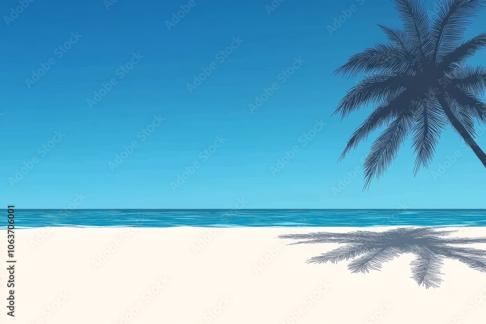 A blue sky with a palm tree in the background A blue sky with a palm tree in the background