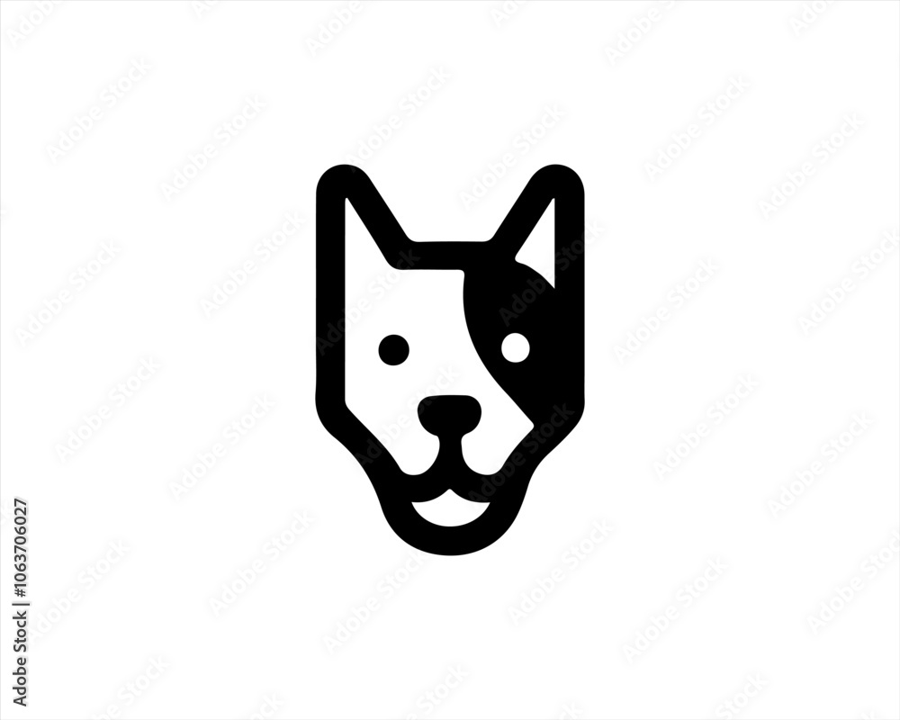 Dog head logo icon. Silhouette simple. Flat style. Black dog face.Dog logo design template. Vector illustration Animal Logotype concept. Dog head logo icon. Silhouette simple. Flat style. Black dog face.Dog logo design template. Vector illustration Animal Logotype concept.