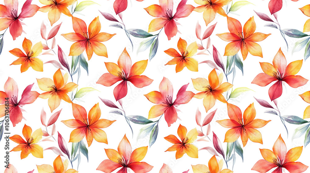 Seamless pattern of watercolor cannabis blossoms on a crisp white background perfect for fabric design or decorative purposes Seamless pattern of watercolor cannabis blossoms on a crisp white background perfect for fabric design or decorative purposes