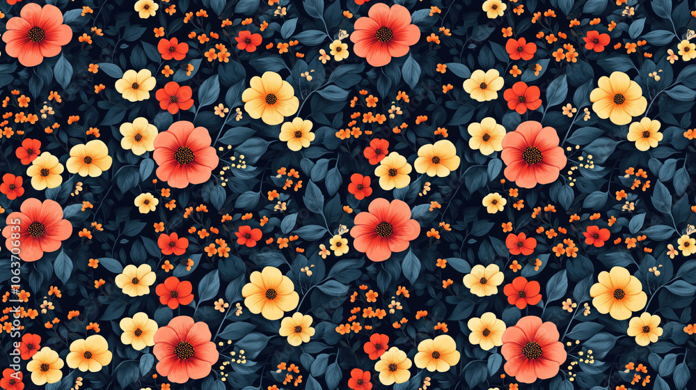 Watercolor seamless pattern featuring vibrant flowers and plants on a cheerful yellow background ideal for textile and interior design scrapbooking card making Watercolor seamless pattern featuring vibrant flowers and plants on a cheerful yellow background ideal for textile and interior design scrapbooking card making