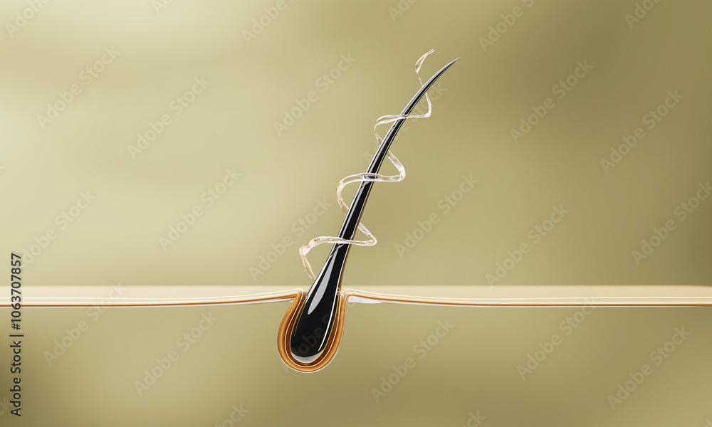 Nourish hair of shampoo or serum. Repair damaged hair. 3d rendering.	