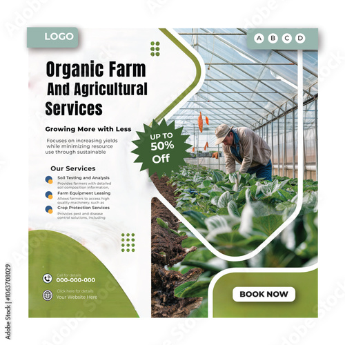 Agriculture, lawn or gardening services social media post banner template ai generated