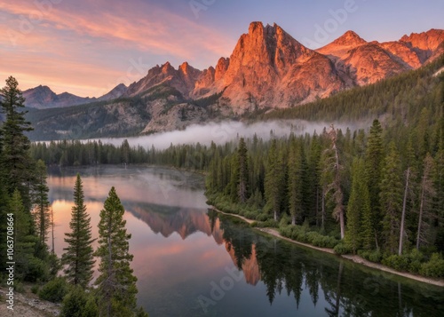 Breathtaking Bird's Eye View of Tranquil Alice Lake Reflecting Vibrant Colors of Nature's Palette