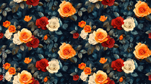 Wallpaper Mural Seamless floral pattern featuring vibrant roses on a subtle background perfect for textile design wallpapers and elegant decor Torontodigital.ca