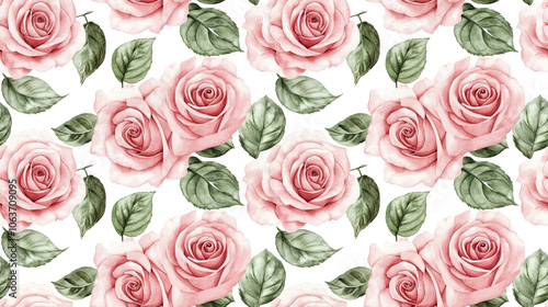 Watercolor seamless pattern featuring delicate roses ideal for wedding invitations save the date cards and elegant web backgrounds