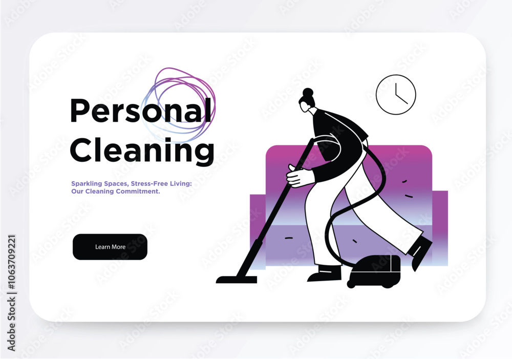 Fototapeta premium A person vacuuming in a modern setting, showcasing the commitment. Vector illustration