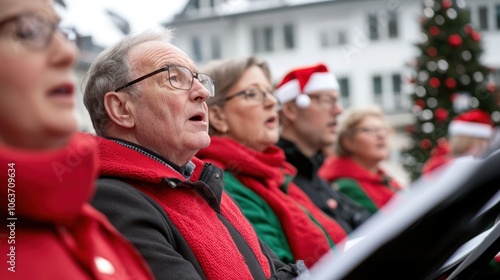 Christmas Carolers Singing in Harmony - Festive Holiday Spirit