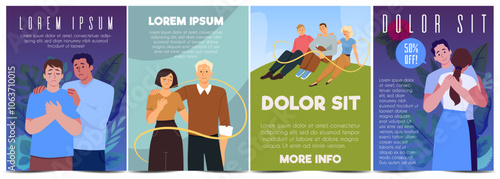 Set of Suicide Prevention Day Posters in Flat Style.