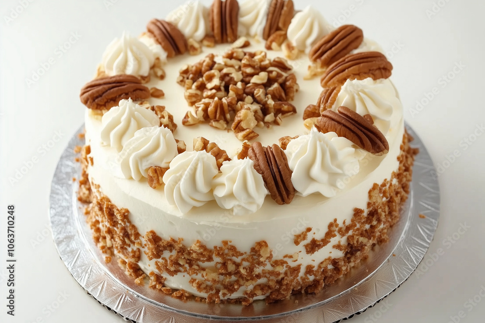 Freshly Baked Carrot Cake Topped with Cream Cheese Frosting, Classic Dessert