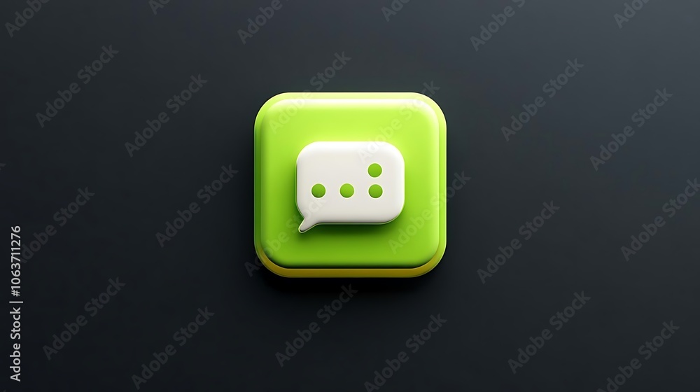 D Green Chat Icon with Speech Bubble on Black Background D Green Chat Icon with Speech Bubble on Black Background