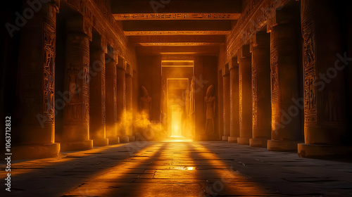 Ancient Temple Hallway with...
