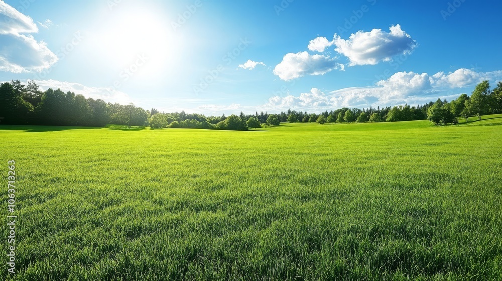 Fototapeta premium Photo. A meadow with lush green grass