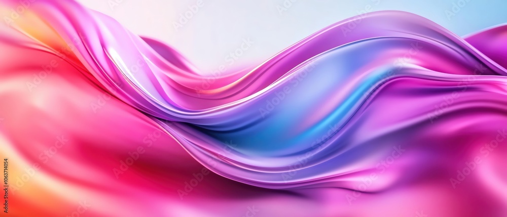 Naklejka premium Colorful abstract wave, flowing fabric texture on soft gradient background.
