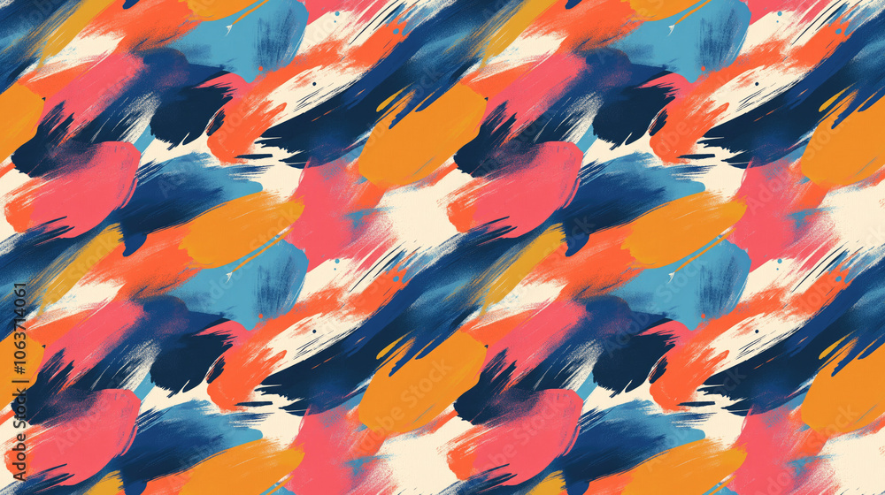 Fototapeta premium Colorful brushed painted abstract background with a seamless pattern ideal for textile design and digital artwork