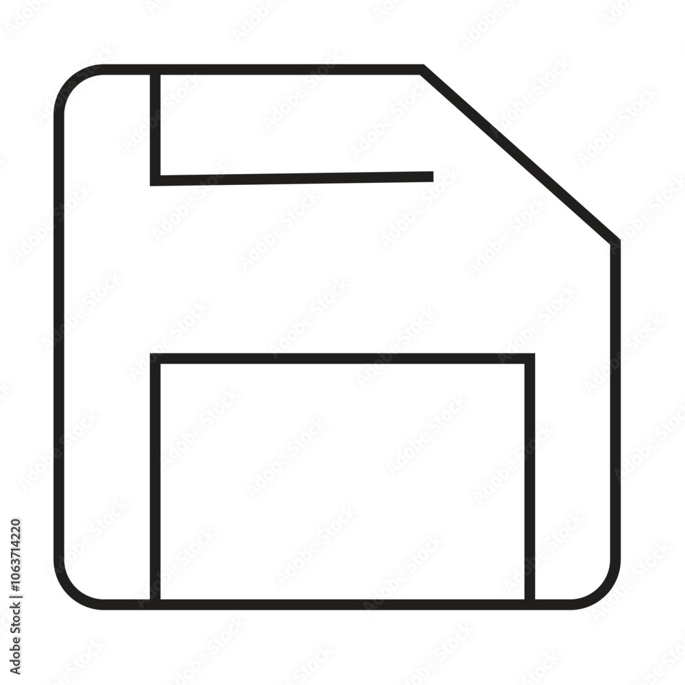 A design icon in the form of a small diskette that can be used as a symbol for storage, saving, technology, education, or other editing tools.