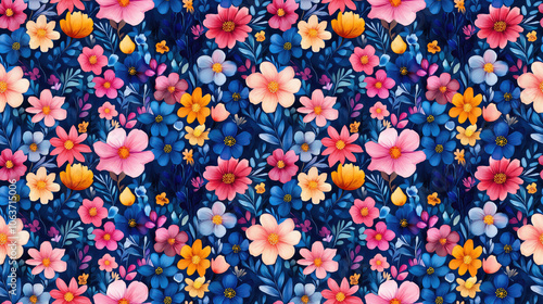 Seamless watercolor floral pattern ideal for digital print designs vibrant colors artistic appeal