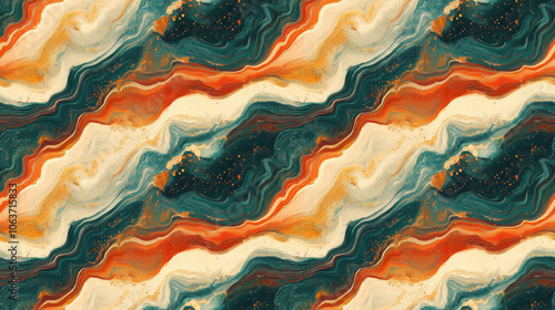 Seamless pattern of colorful oil paint wave marble design decorative tiles texture for interior aesthetics