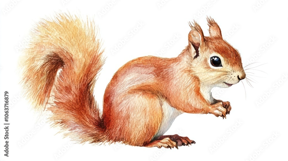 Watercolor Painting of a Red Squirrel Watercolor Painting of a Red Squirrel