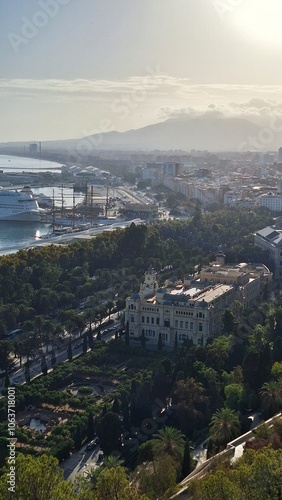 view of the city of Málaga from the Mirador de la Coracha at the Gibralfaro Castle, Andalusia, Spain

 photo