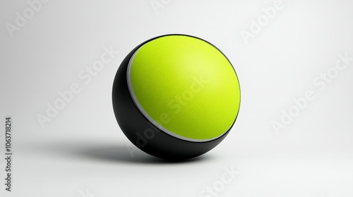 Tennis Ball on White Background: A single, pristine tennis ball, its classic yellow and black design gleaming against a minimalist white backdrop, ready for a match.