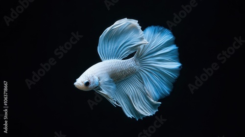 White Siamese Fighting Fish on Black Background photo