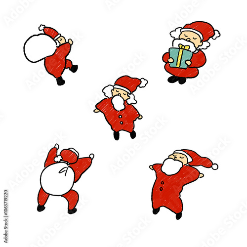 サンタさんのいろんなポーズのイラスト