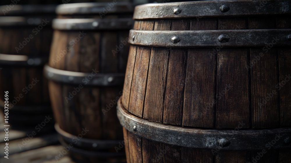 The background is made of old wooden barrels The background is made of old wooden barrels