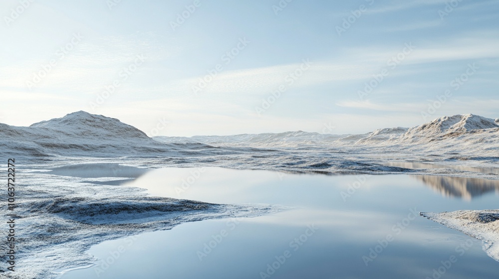 Tranquil Salt Flats Landscape at Sunrise Tranquil Salt Flats Landscape at Sunrise