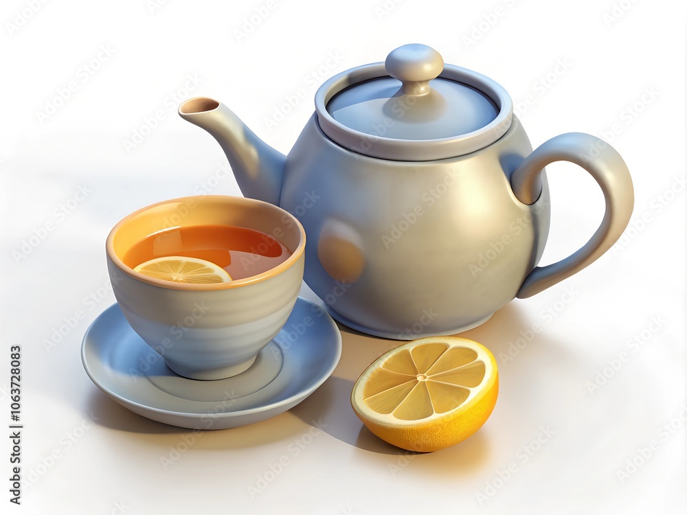 ceramic teapot with cup of tea, isolated on white background
ceramic teapot with cup of tea, isolated on white background