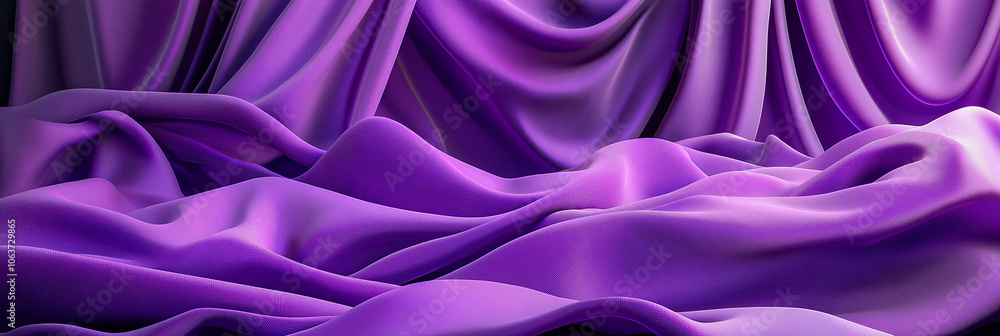 Purple satin fabric creates a dramatic backdrop. Purple satin fabric creates a dramatic backdrop.