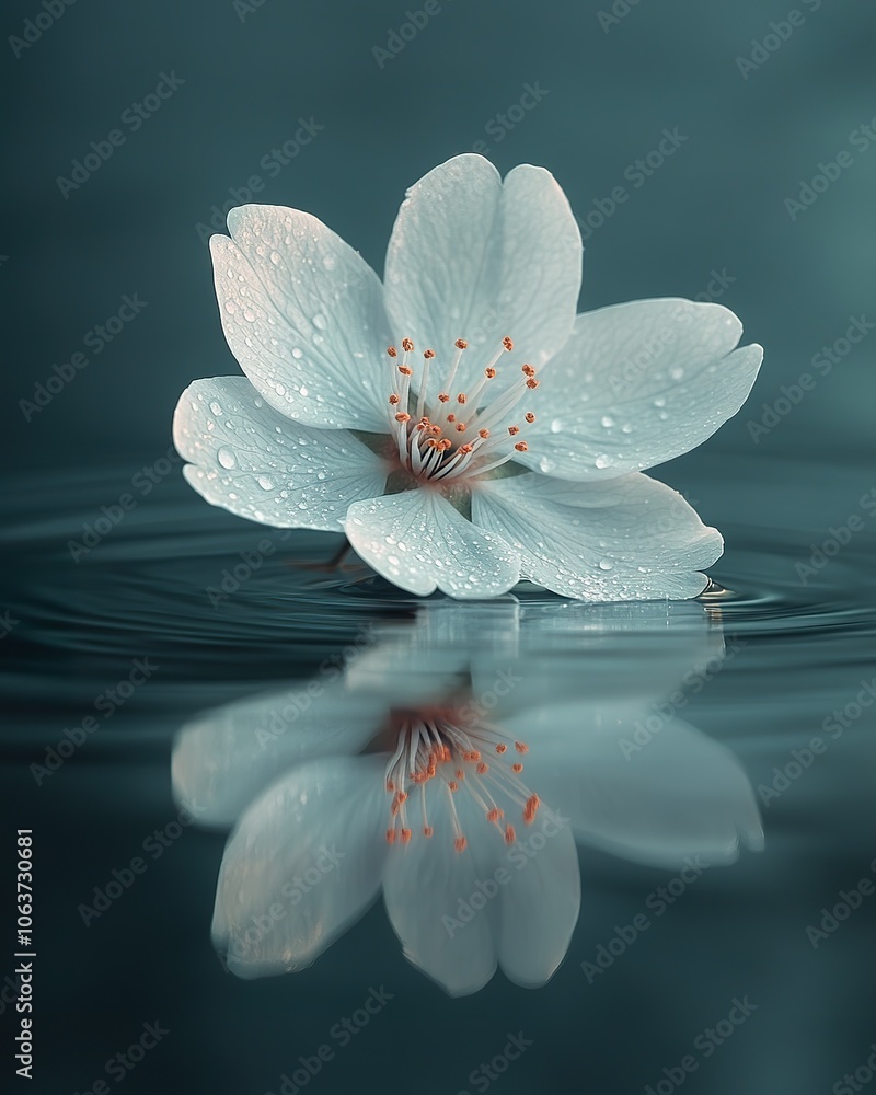 Calming Floral Scene with Soft Petals and Water Reflections Calming Floral Scene with Soft Petals and Water Reflections