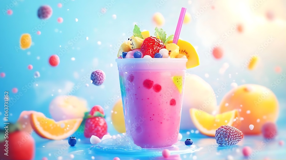 Summer Fruit Smoothie with Fresh Berries and Kiwi Summer Fruit Smoothie with Fresh Berries and Kiwi