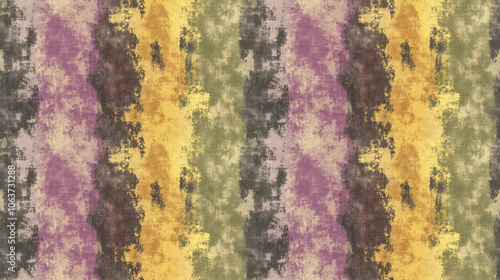Grunge seamless pattern featuring a vibrant aged texture with weathered color variations in yellow brown green gray purple and pink ideal for textile design and backgrounds
