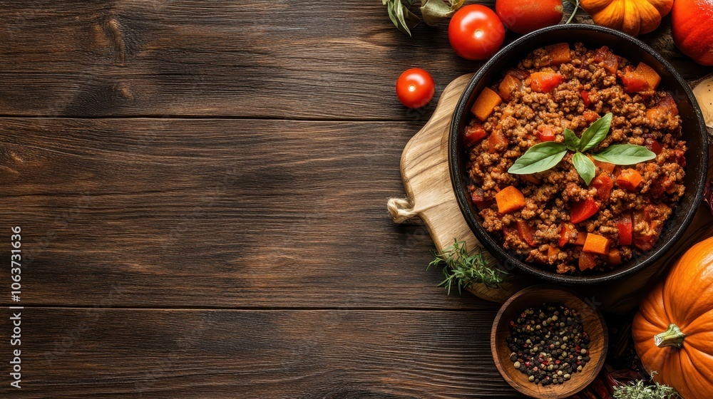 A hearty beef stew with vegetables is artfully served in a pan, surrounded by tomatoes and pepper on a wooden table, embodying comfort and rustic cuisine. A hearty beef stew with vegetables is artfully served in a pan, surrounded by tomatoes and pepper on a wooden table, embodying comfort and rustic cuisine.