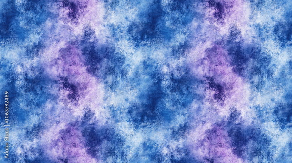 Seamless blue and gray tie dye pattern with violet accents and grungy textures for artistic backgrounds Seamless blue and gray tie dye pattern with violet accents and grungy textures for artistic backgrounds