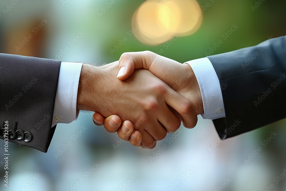 Close-up handshake between professionals, dark and light suits. Close-up handshake between professionals, dark and light suits.