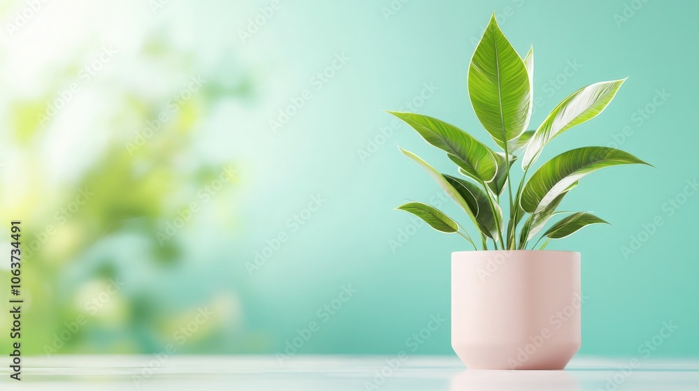 Green Plant in a Pot Against a Blurred Background. Green Plant in a Pot Against a Blurred Background.