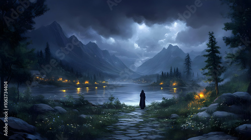 Nighttime Fantasy Landscape...