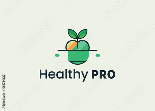 Modern minimalist healthy food restaurant logo template