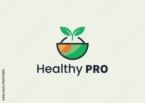 Modern minimalist healthy food restaurant logo template