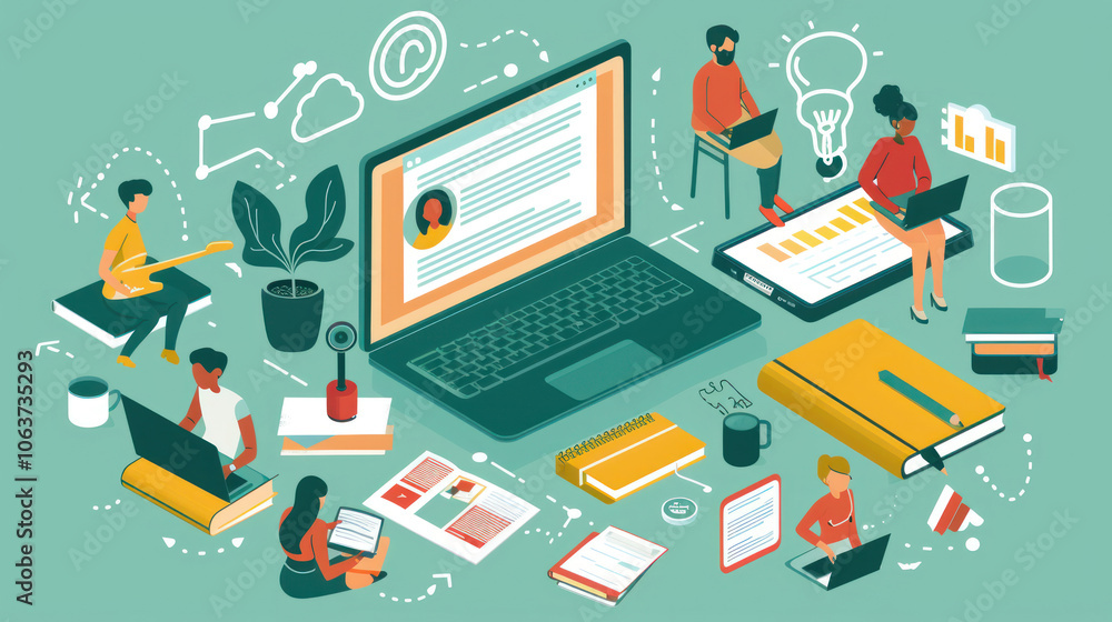 Teachers conducting virtual classrooms from home, using video conferencing and online learning platforms to engage with students remotely. Teachers conducting virtual classrooms from home, using video conferencing and online learning platforms to engage with students remotely.