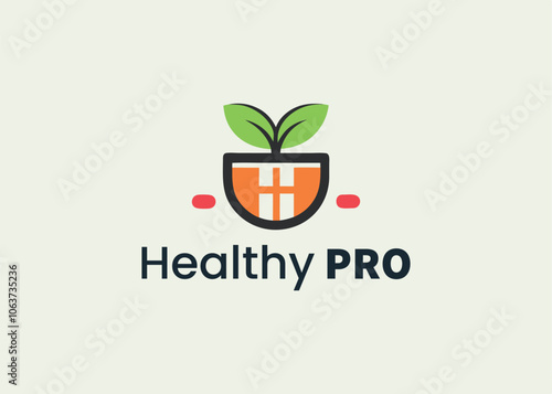 Modern minimalist healthy food restaurant logo template