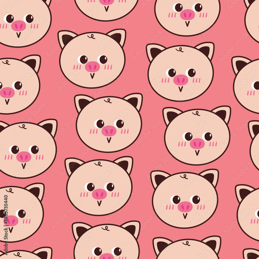 seamless pattern cartoon pig. cute animal wallpaper for fabric print, gift wrap paper seamless pattern cartoon pig. cute animal wallpaper for fabric print, gift wrap paper