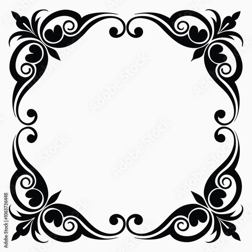 Vintage ornaments corner border design, ornate icon