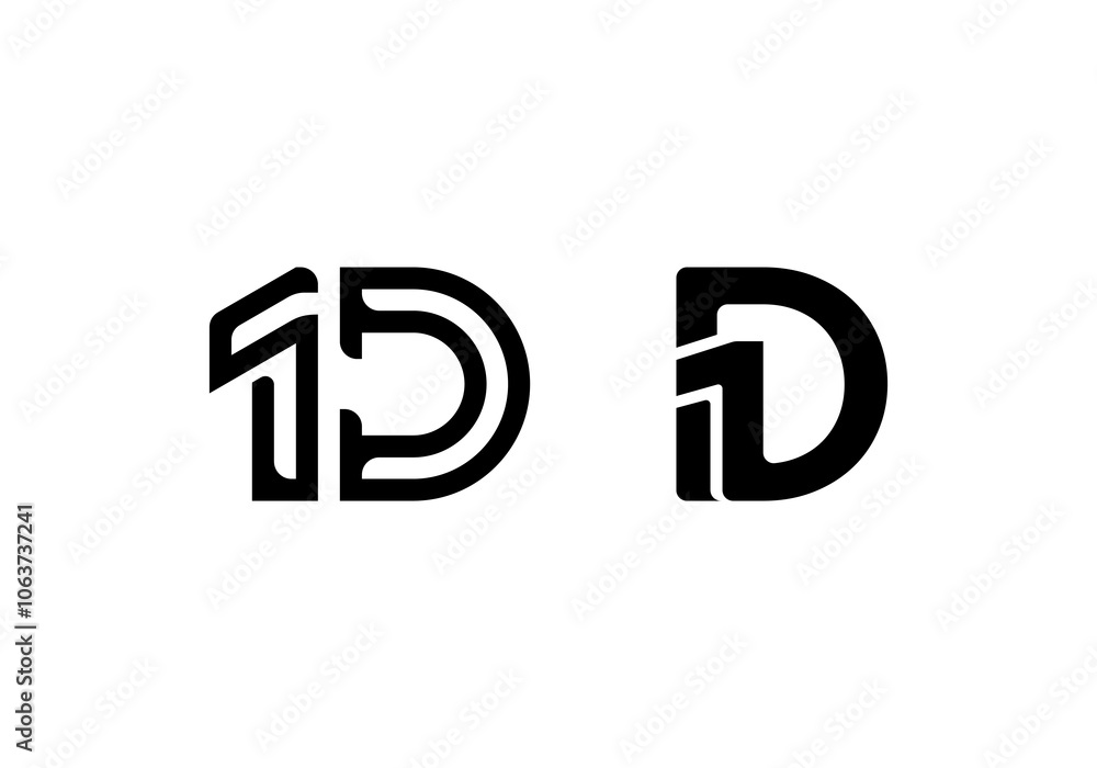 Vector 1D letter logo icon design vector. Monogram logo vector illustration Vector 1D letter logo icon design vector. Monogram logo vector illustration